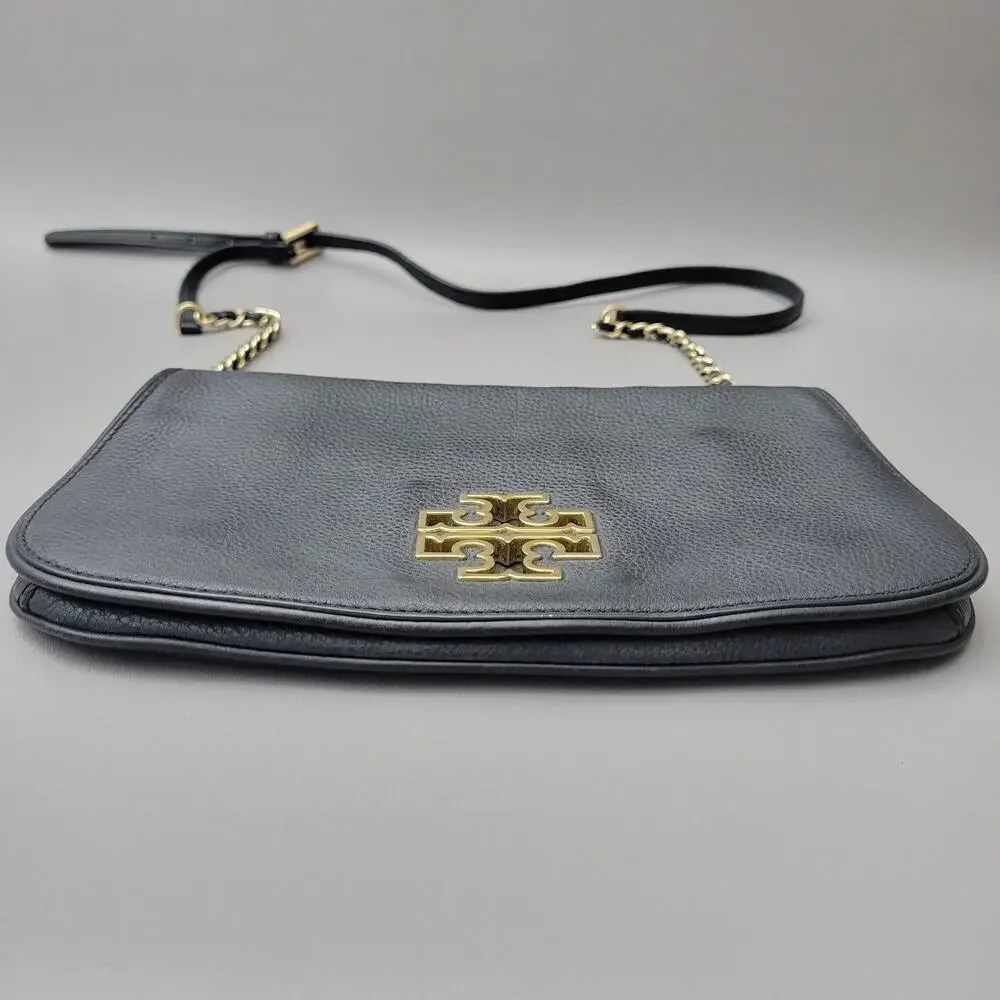 Tory Burch Bag Womens Britten Convertible Black Detachable Chain Strap Crossbody